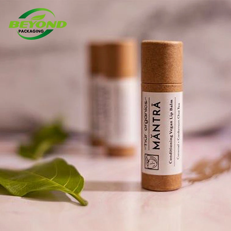 Wholesale natural lip balm chapstick tubes round containers box paper tube push up deodorant stick cylinder packaging