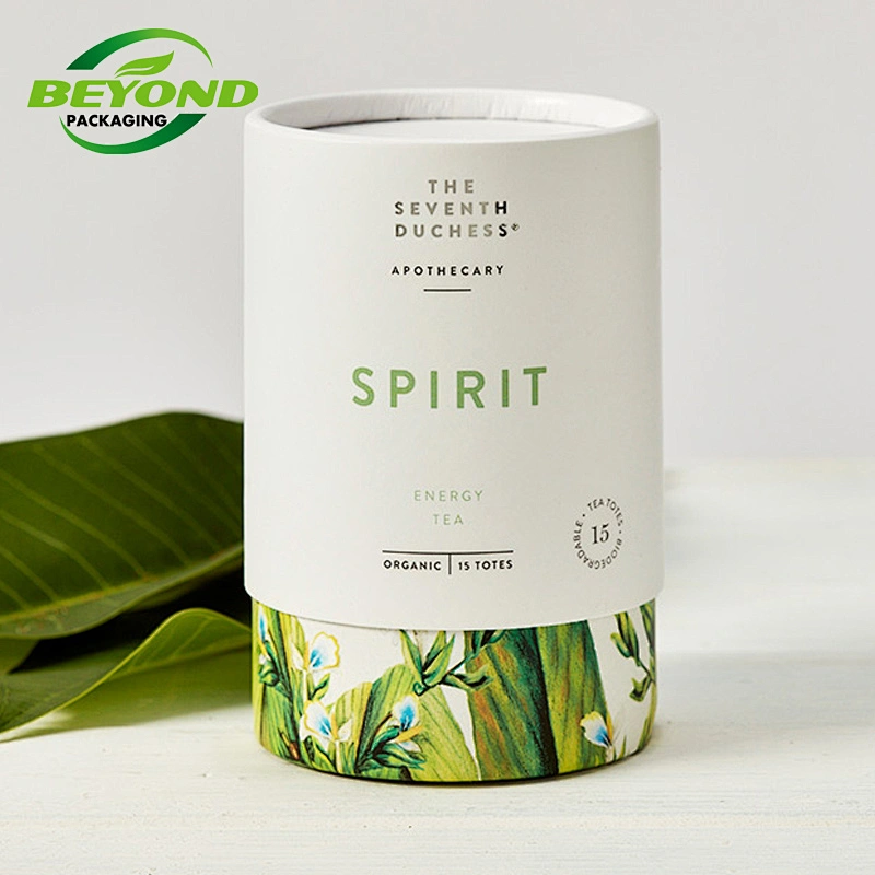 Custom Food Grade Recycled Cylinder Cardboard Supplement Loose Leaf Tea Coffee Packaging Box Round Kraft Paper Tube Packaging
