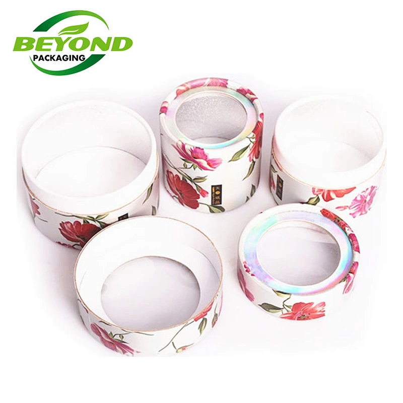 Wholesale Kraft Cardboard Hard Cylinder Paper Tube Display With Pvc Window Cylinder Box  For Tea Packaging Box