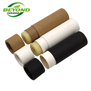 Free Samples Customizes Biodegradable White Black Brown Color Chapstick Tubes Lip Balm 15gr Push Up Paper Tube Packaging