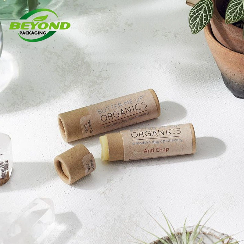 Wholesale natural lip balm chapstick tubes round containers box paper tube push up deodorant stick cylinder packaging