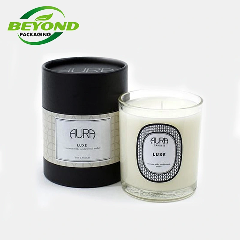 Eco friendly Biodegradable Round Cylinder Box Custom Scented Candle With Lid And Box Candle Container Boxes