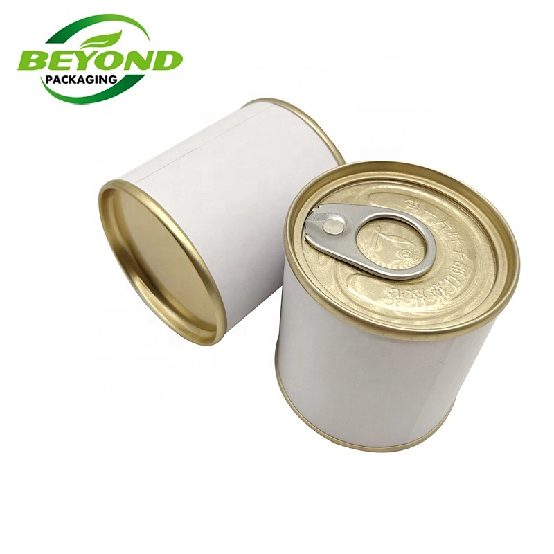 Eco friendly Custom Paper tube with seal easy tear lid/plastic lid packaging health food supplements kraft paper tubes