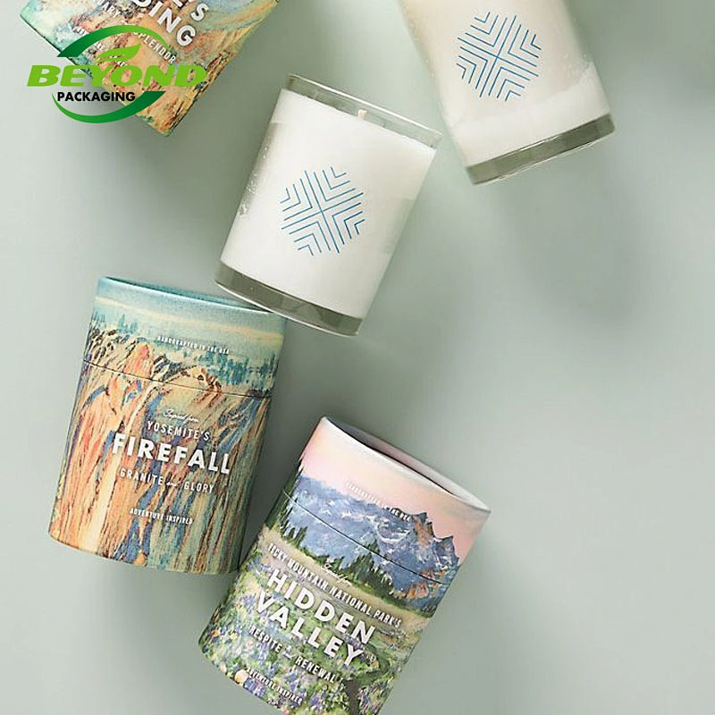 Biodegradable custom printing paper boxes round cardboard tube recyclable kraft paper tube for candle jar packaging