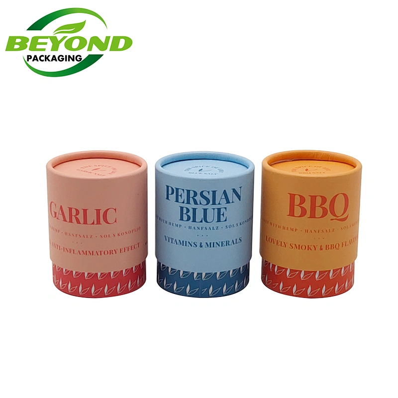 Custom rigid thick cardboard cylinder 3oz spice paper jar food grade paper sleeve paper tube packaging with logo printed
