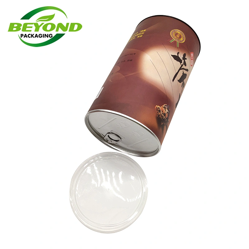 New Design Airtight CMYK Custom Size Food Grade Red Tea Food Packaging Paper Tube With Plastic Lid