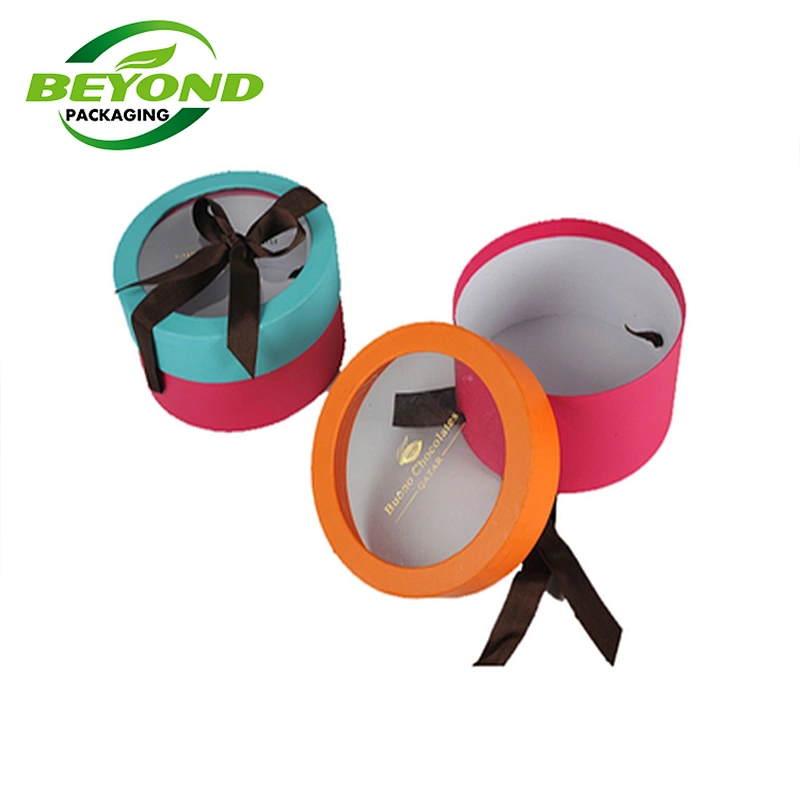 Recyclable eco Friendly Food Grade Clear Top PVC Window Small Round Circle Box Packaging Chocolate Food