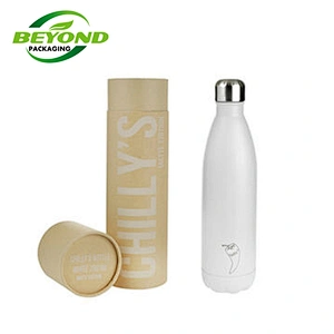 Kraft Paper Cardboard Customized Design cylinder tube packaging for 500ml Water bottles gift box