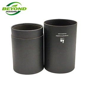 Custom Cylinder Matte Black Kraft Paper Cardboard whisky alcoholic beverage bottle black cardboard tube for round wine packaging