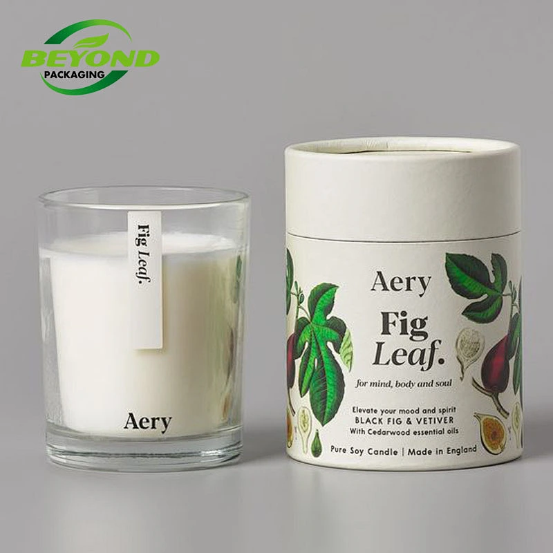 Biodegradable High End Eco-friendly Rigid Candle Jar Gift Kraft Paper Round Tube Packaging Cylinder With Custom Printed