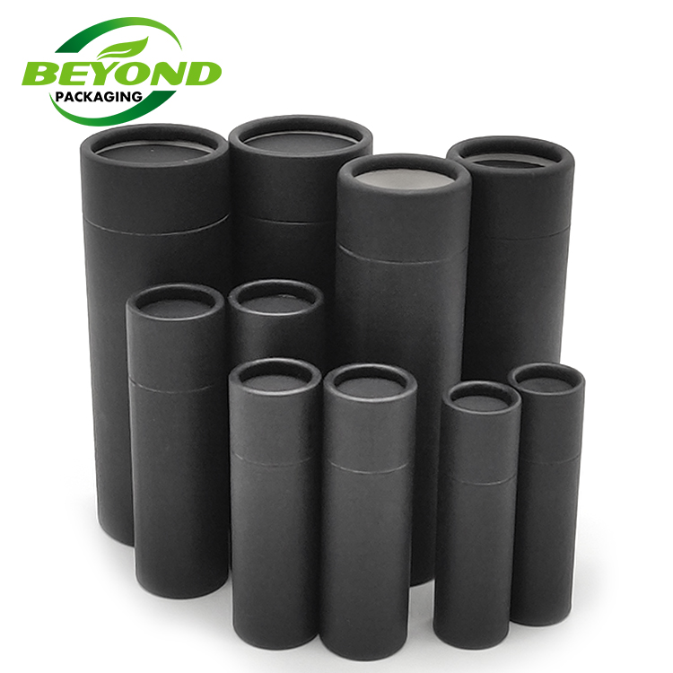 Eco Friendly Krat Black Cosmetic Packaging Push up Paper Tube Lip Balm Container With Black Cosmetic Packaging