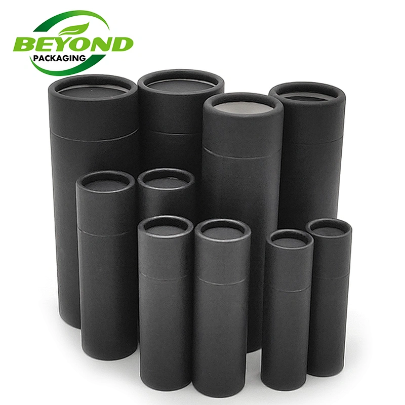 Eco Friendly Krat Black Cosmetic Packaging Push up Paper Tube Lip Balm Container With Black Cosmetic Packaging