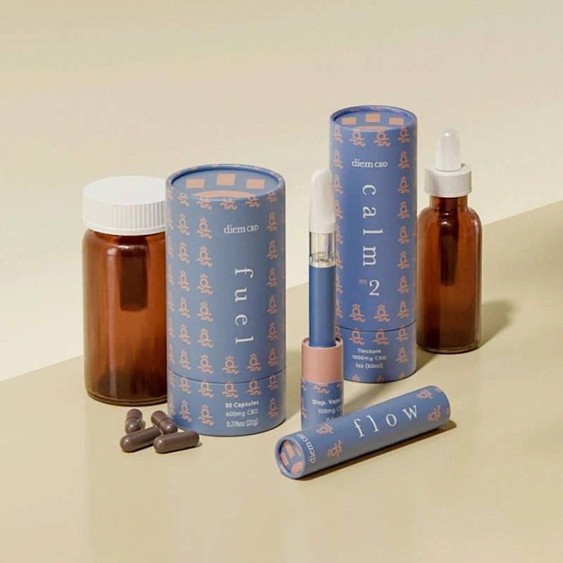 Eco Friendly Cardboard Packaging Container For  Cosmetic Essential Oil Bottle Paper Tube Custom Design
