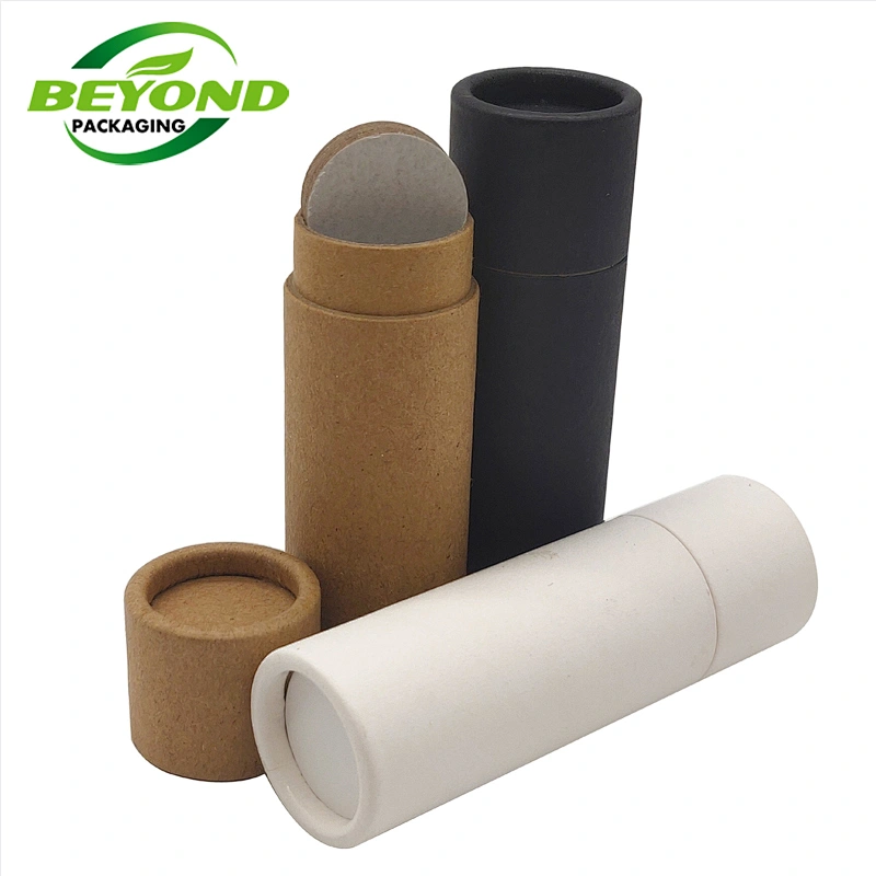 Eco friendly 2.5oz empty push up paperboard containers cosmetic paper tube biodegradable Kraft lip balm tube