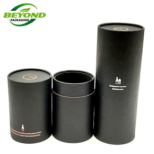 Black Luxury Round Paper Tube Kraft Cardboard Material For Wine Bottle Box Packaging Gift Box