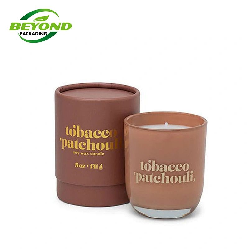 Custom Printing Eco Friendly Cardboard Paper Tube Gift Box Cylinder Scented Candle Holder Box Packaging