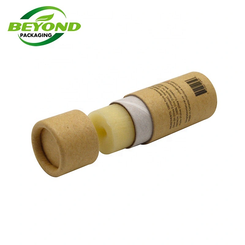 custom printing empty 5g lip balm tub eco friendly push up cosmetic brown kraft paper tube packaging