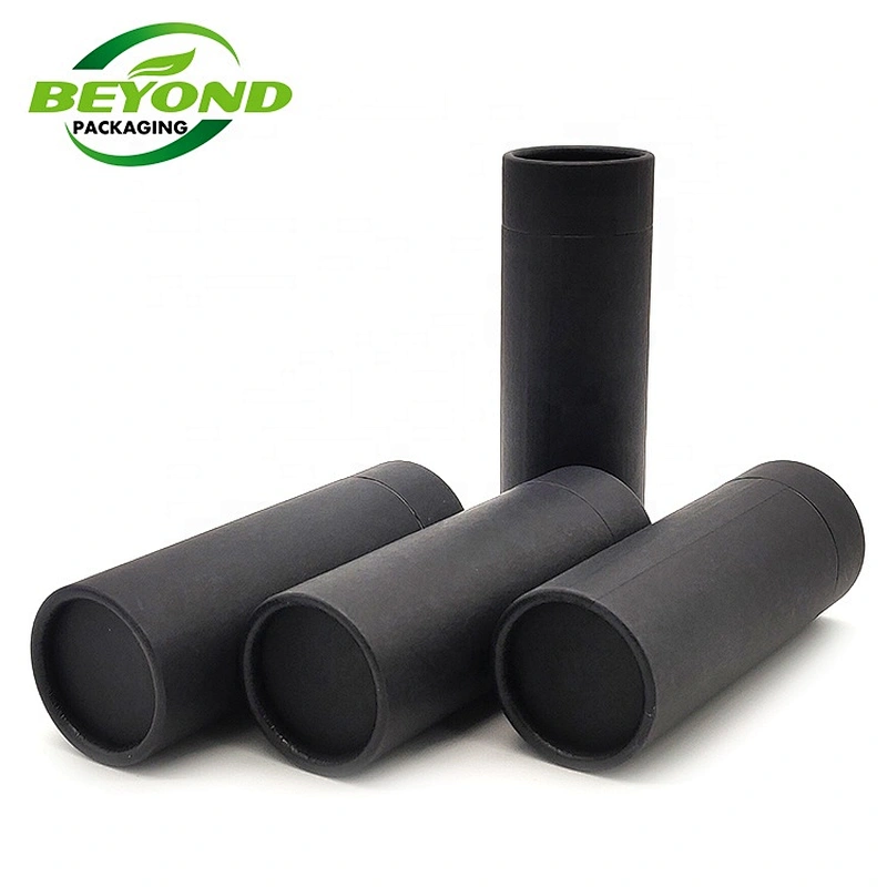 Eco friendly round black deodorant stick/lip balm containers packaging push up paper tube with inside  grease-proof paper