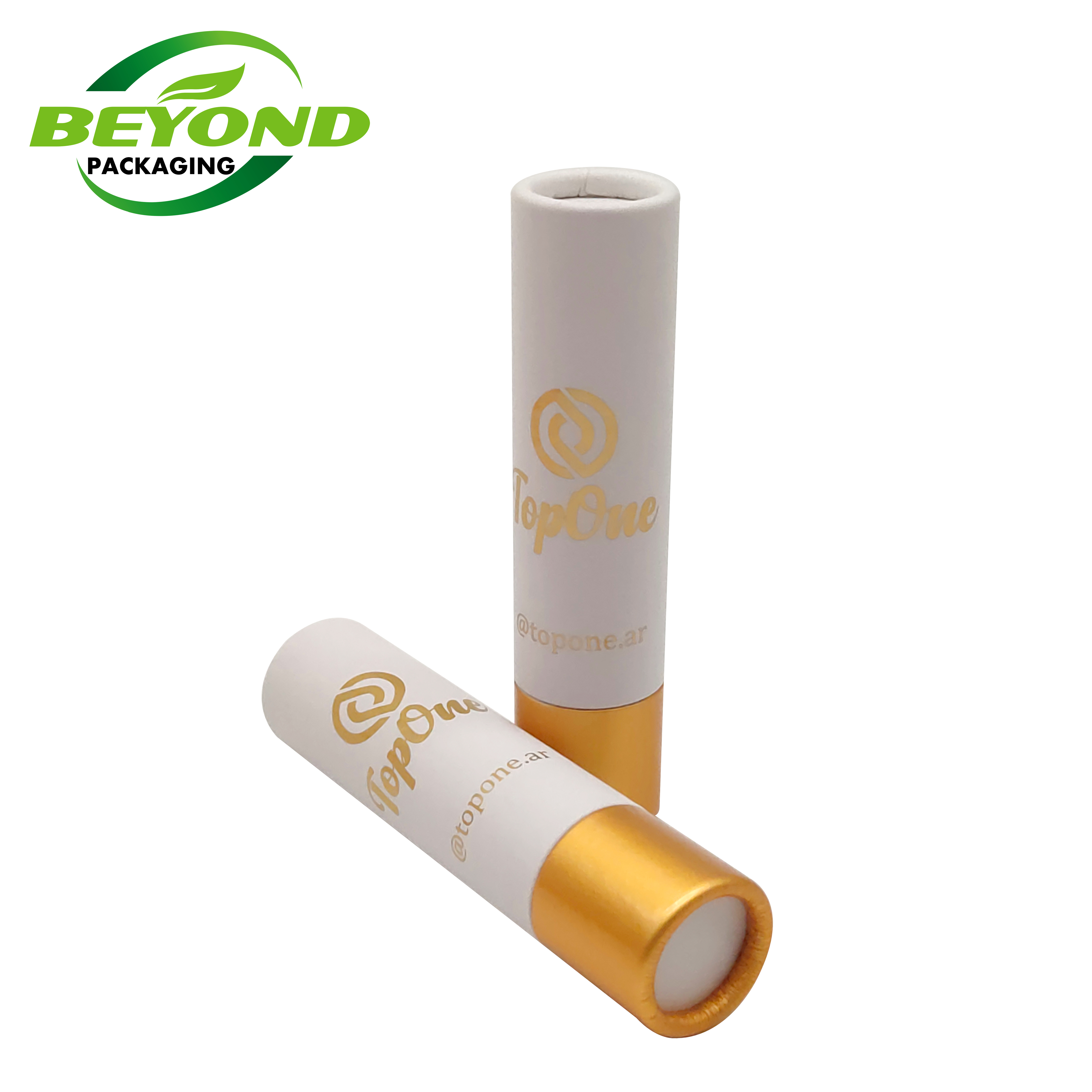 Custom Luxury Cosmetic Beauty Lip Gloss Packaging Box Makeup Set Box Gold Color Thin Cylinder Paper Tube With Custom Printing