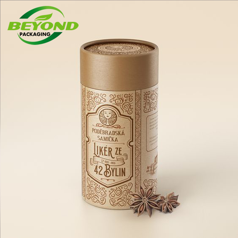 Eco Friendly Recycled Material Food Grade Kraft Cardboard Paper Box Cylindrical Box  For Coffee Beans Coffee Powder