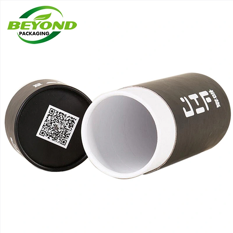 Black Color Luxury Beauty Product Cosmetic Packaging Box Recycled Cosmetically Paper Cylinder Box Tube For Glass Cream Bottle