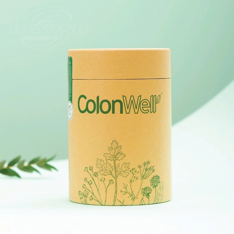 Luxury Recyclable Food Grade Coffee Bean Cylinder Packaging Box Joint Kraft Paper Tube Tea  Protein Powder With Custom Design