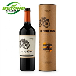 Eco-friendly Custom wine water bottle package paper tube cylinder box cardboard packaging with custom logo
