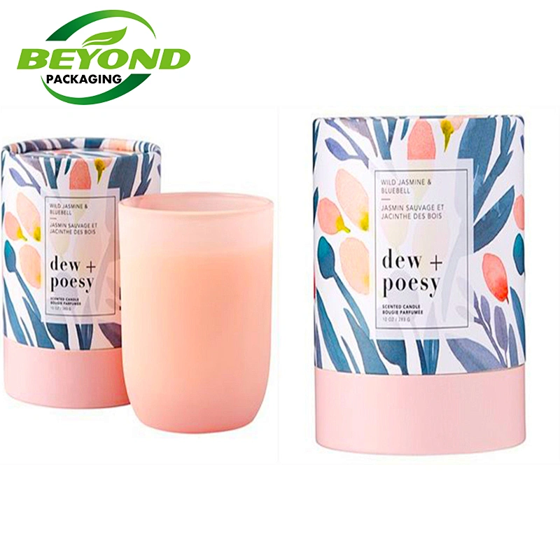 Eco Friendly Recycled  Round Kraft Paper Packaging Cardboard Tube For Empty Candle Jar With Luxury Box