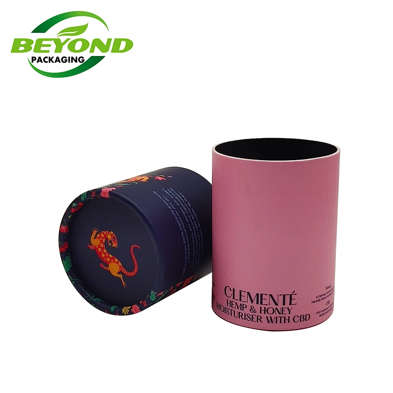 Free Design Recycled Custom Printing Luxury Eco Friendly Cardboard Round Black Cosmetic Beauty Paper Cylinder Tube Box Packaging