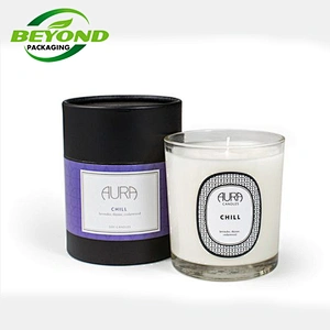 Fashion Biodegradable Round Cylinder Shape Custom Printed Boxes For 7 day 10 oz Candle Jar Kraft Cardboard For 1 Candle