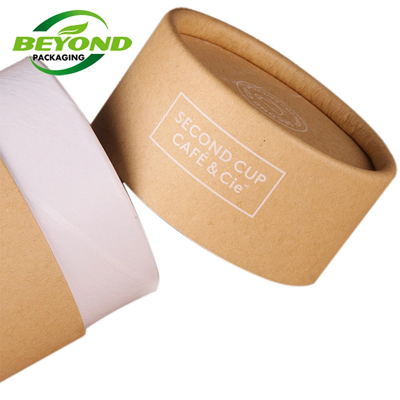 Recycle Material Natural Kraft Cardboard Rolled Edge Custom Printed Tea Packaging Tube Round Carton Gift Box