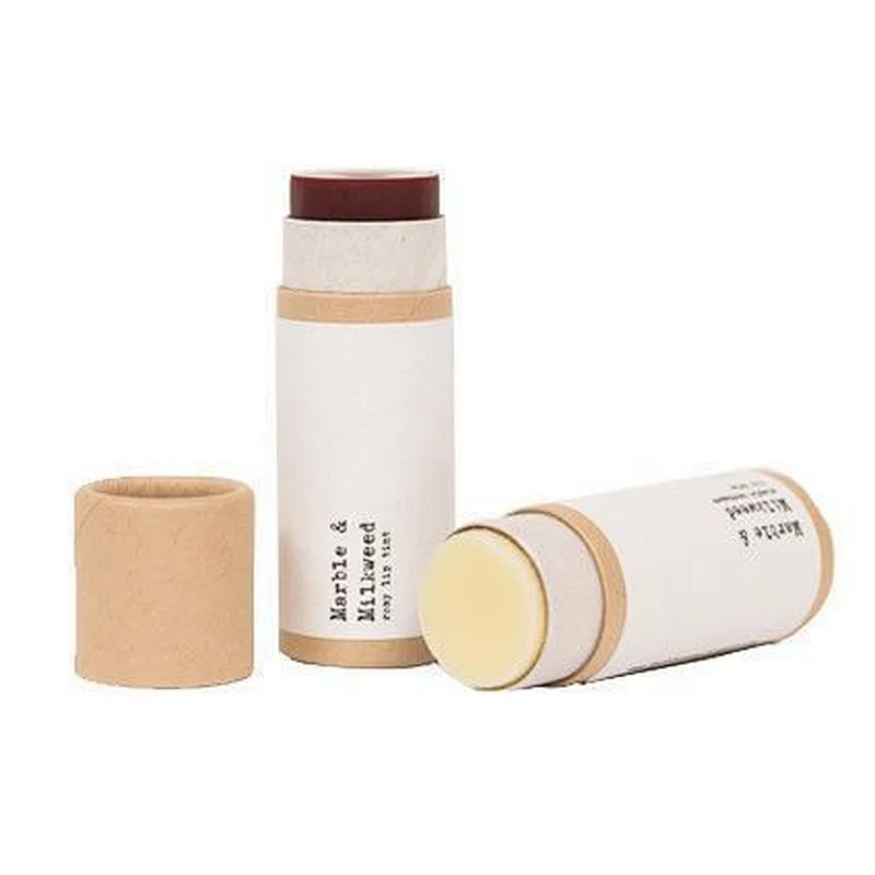 Eco friendly lipgloss bottle lipstick custom logo kraft push up paper tubes 100% biodegradable lip balm directly packaging