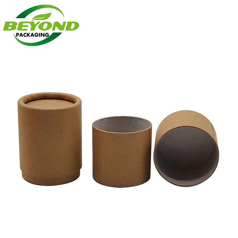 Eco Friendly Biodegradable Round Shape Cylinder Bamboo Kraft Paper Custom Size Paper Jar Container for  Solid Shampoo Jar