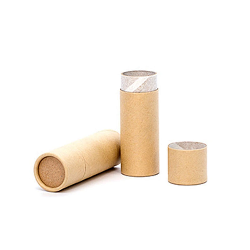 Wholesale Biodegradable Customized Lip Balm Stick Containers Tubes Brown Kraft Paper Push Up Tube
