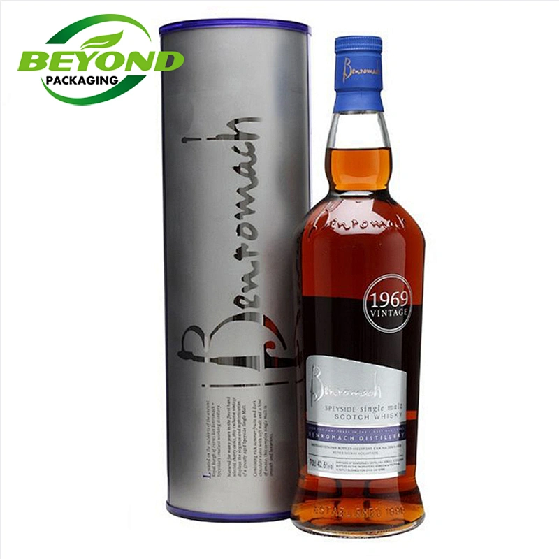 Customized CMYK Printing Whiskey Wine Glass Bottle Packaging Paperboard Tube Cardboard Cylinder Round Paper Box