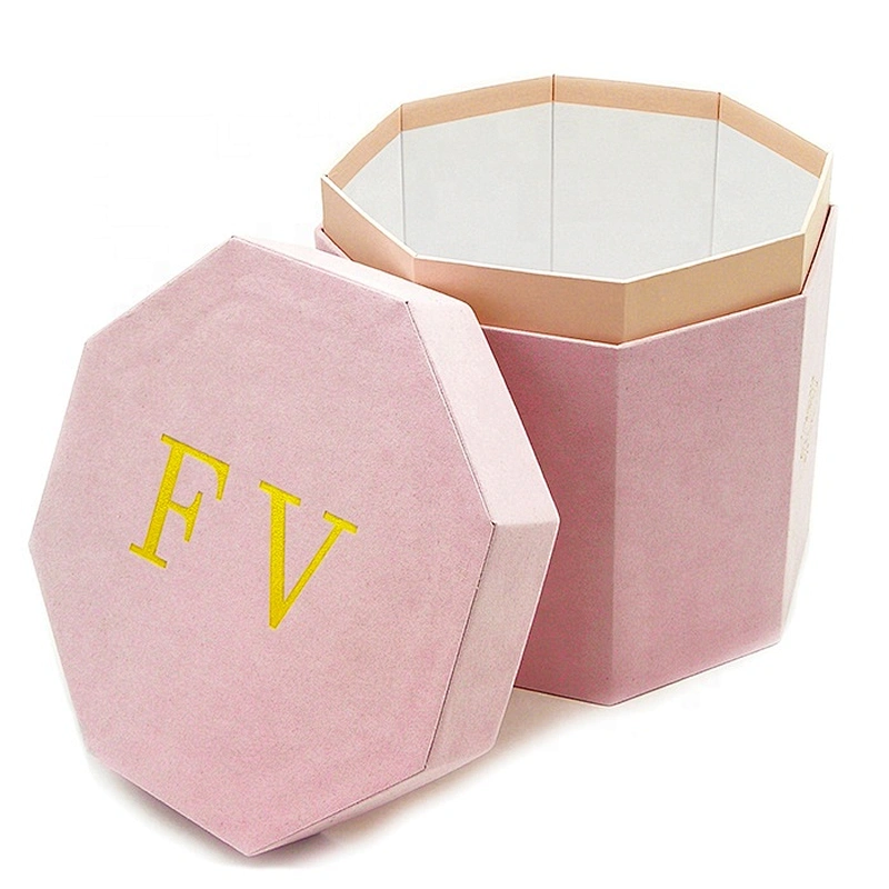 High Quality Paper Material Hexagonal Shape Flower Paper Packaging Carton Box