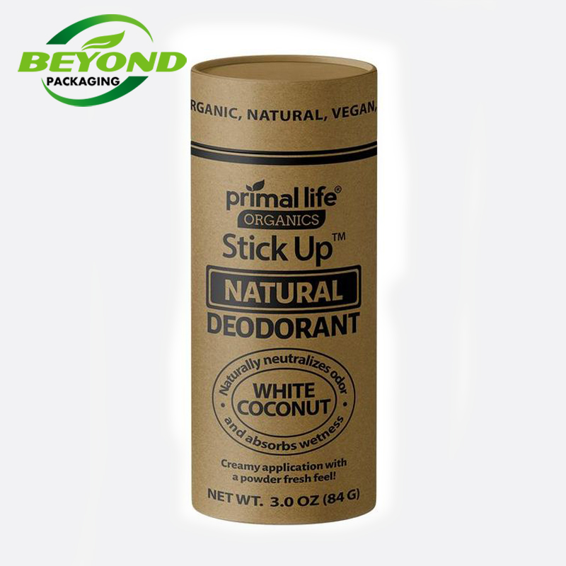 Biodogradable Organic Kraft Cardboard Custom Printing 100g Push Up Paper Tube Packaging Wax Paper Lined For Deodorant
