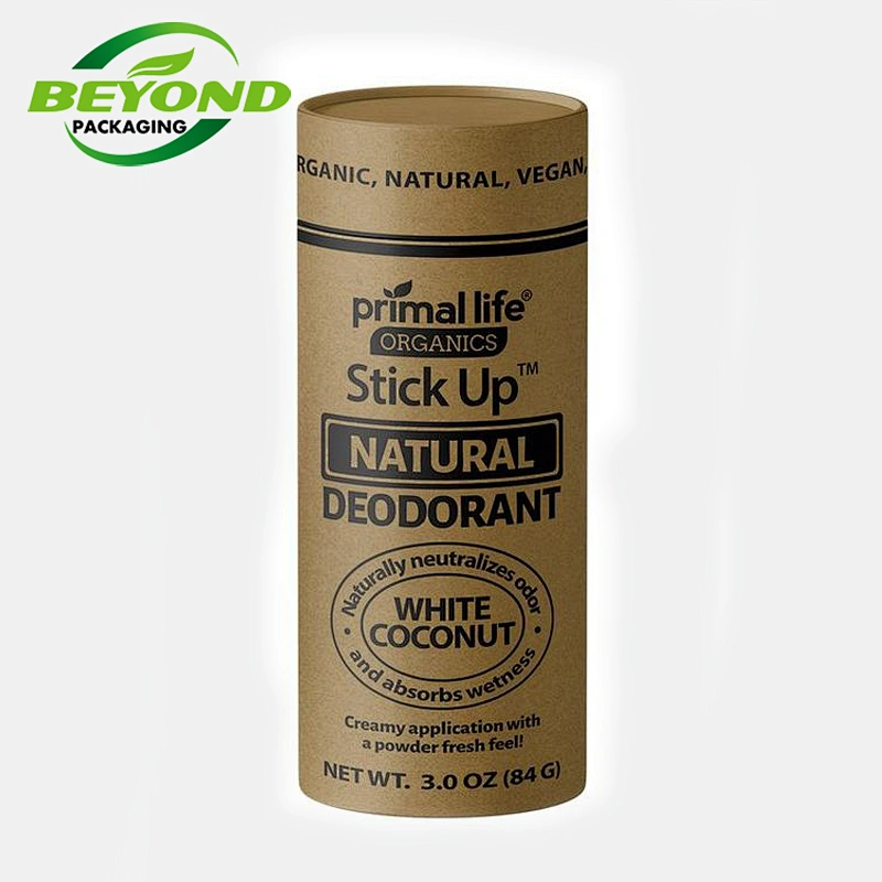 Biodogradable Organic Kraft Cardboard Custom Printing 100g Push Up Paper Tube Packaging Wax Paper Lined For Deodorant