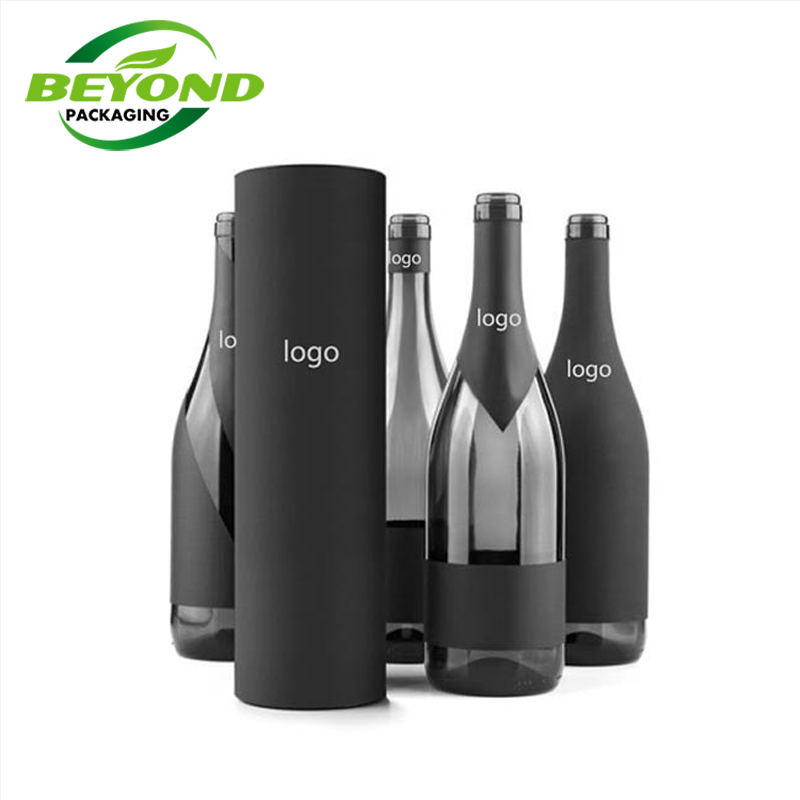 Recycled Rigid Cardboard Promotional Cylinder Wine Water Bottle Packaging Gift Box With Logo Stamping