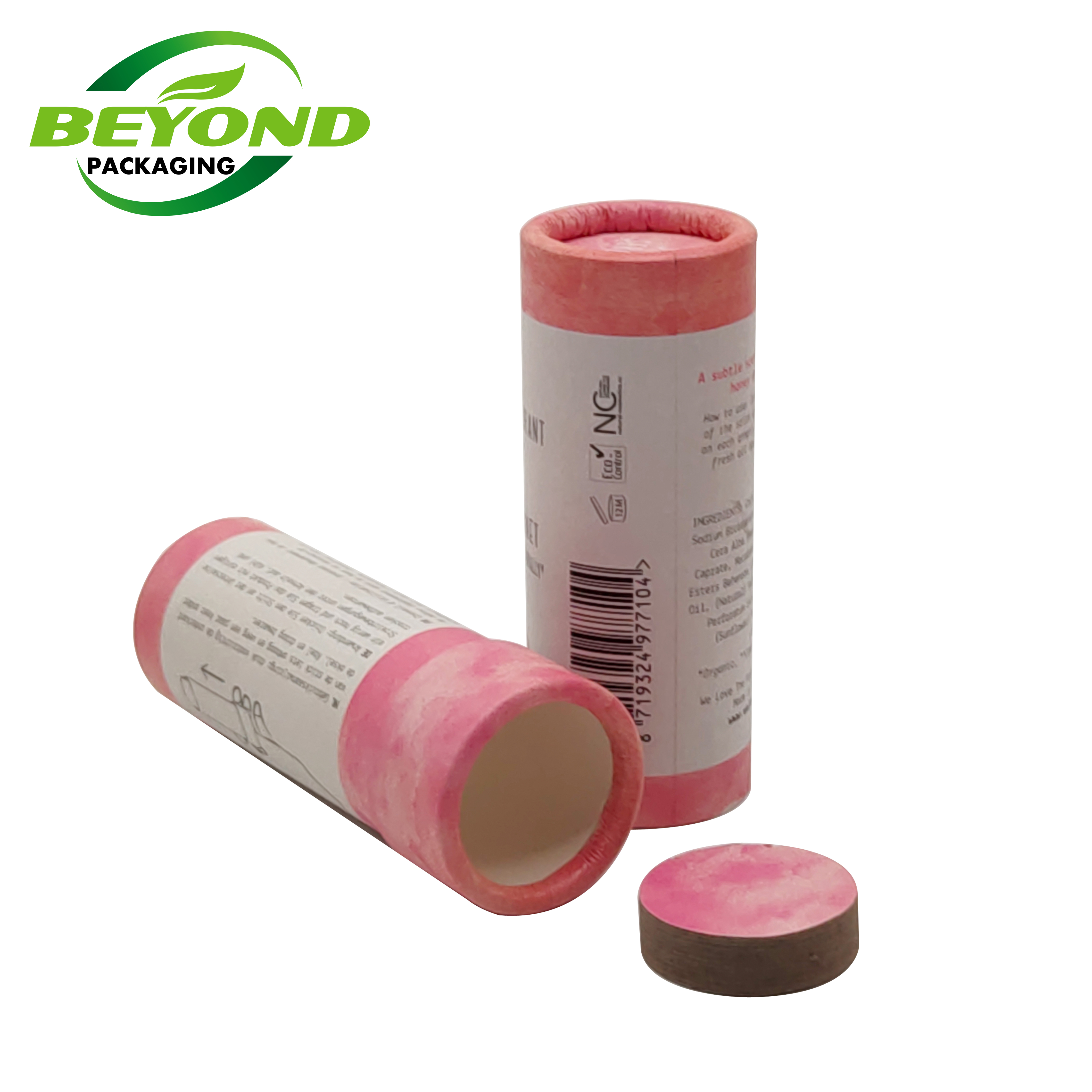 Compostable Cardboard Containers Eco Friendly sunscreen Kraft Paper push up  Lip Balm Packaging Pink Tubes