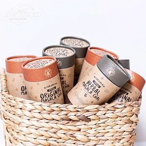 Eco Friendly Cylinder Cardboard Powder Spice Jars Container loose leaf Tea Coffee Bean Oats kraft Paper Tube For Tea Packaging