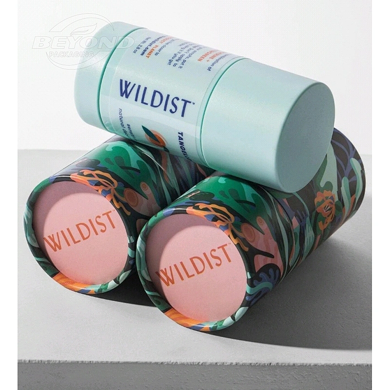 Eco Friendly Modern Cosmetic Waterproof Packaging Custom Printed Cardboard Tube Cylinder Bottle Box Packaging