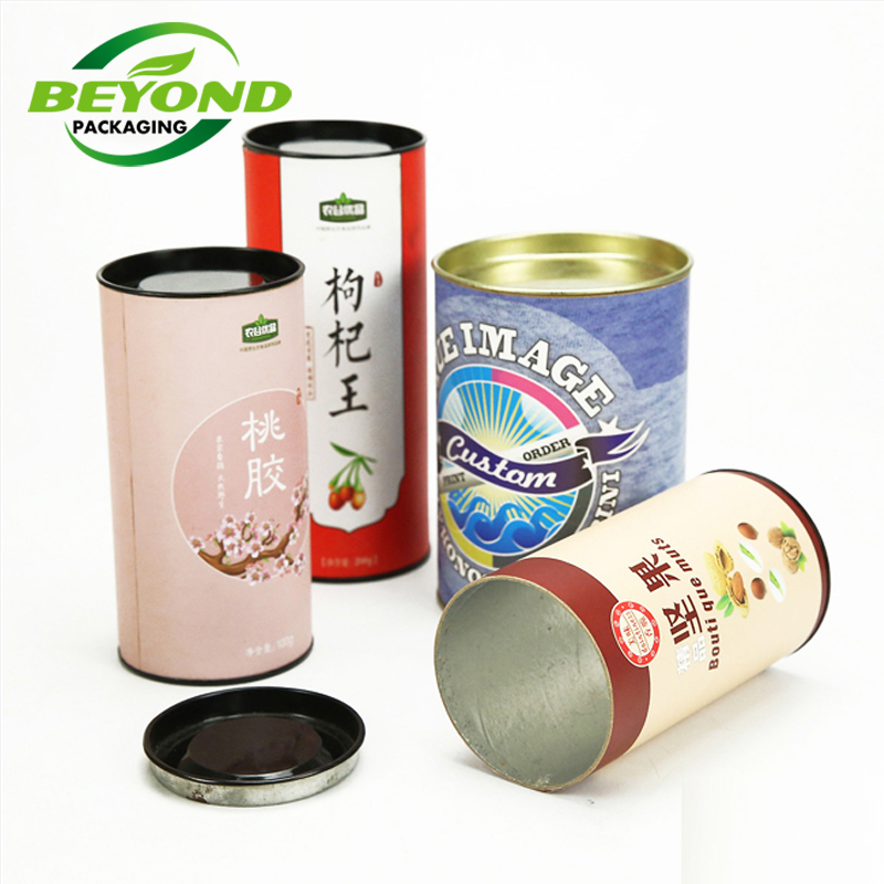 Package China Wholesale Cardboard Round Shape Custom Printing Aluminum Foil Inside Coffee Packaging With Metal Lids
