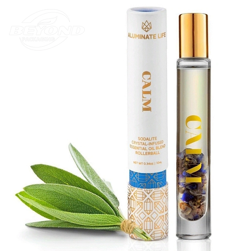 Custom Logo Insert Eva Cardboard Cylinder Perfume Bottle Essential Oil Packaging Round Gift Paper Boxes