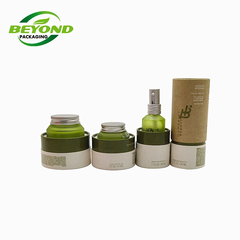 Custom colorful biodegradable Cardboard paper tubes cosmetic green bottle packaging container box