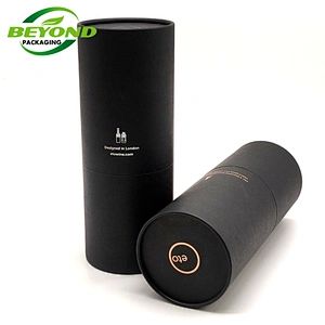 2022 High Quality Eco Friendly Luxury Black Cardboard Paper Tube Food Grade Packaging Container For Wine Bottle