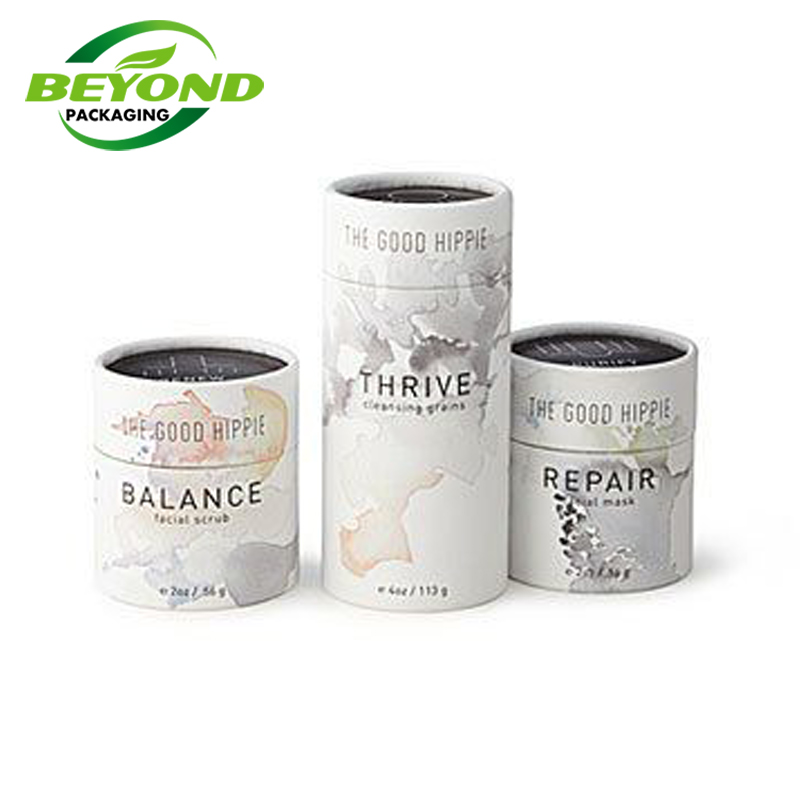 Custom design white art paper cardboard cosmetic packaging tube box round kraft paper tube for candle
