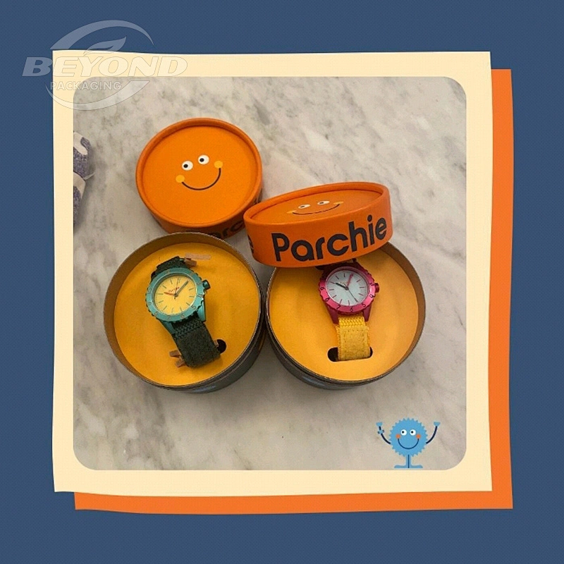 Wholesale cute design gift cylinder luxury watch jewelry paper packaging round watches cardboard box