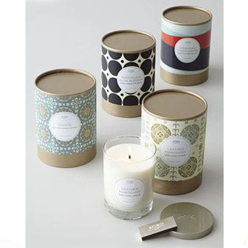 Recycled Kraft Cylinder Packaging Round Paper Gift Box Paper Tube Box Candle Jar Packaging Box