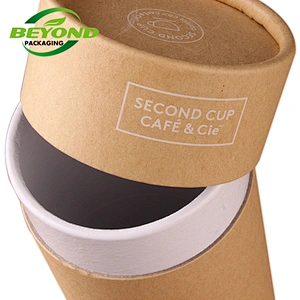 Recycle Material Natural Kraft Cardboard Rolled Edge Custom Printed Tea Packaging Tube Round Carton Gift Box